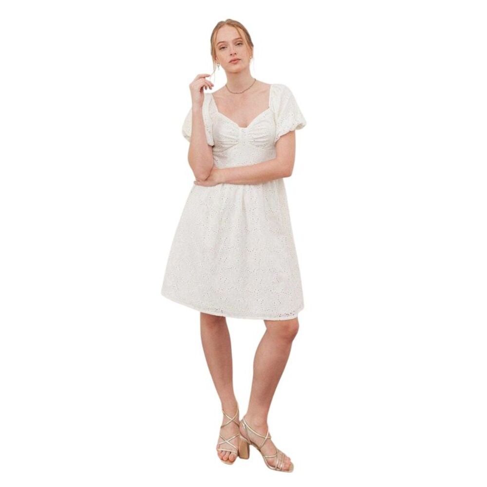 Lovedrobe Womens/Ladies Bow Puff Sleeve Mini Dress / Cream